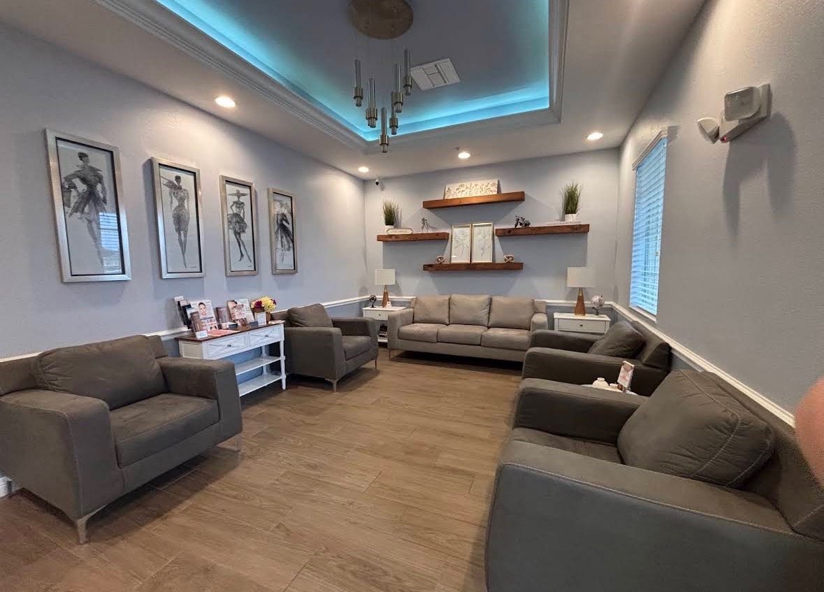 Comfortable lounge seating at Liquid Love Med Spa